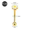 Gioiello per piercing corpo bilanciere curvo margherita in acciaio titanio F136 1.2mm - Margherita (Estremità a Sfera) / 1.2*8mm+3mm / Oro