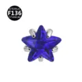 Titanium Stern Piercing Schmuck Variante, lila Zirkon Edelstein, Koerper Piercing Zubehoer. - Nur Kopf (Ohne Stecker) / 0.9x3mm Gewinde M0.9 / Blaues Pentagramm