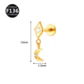 F136 Τιτάνιο Piercing Labret Σκουλαρίκι Διαμάντι Φεγγάρι Χόνδρος Σώματος Κόσμημα - Στυλ 8 (Μενταγιόν Φεγγάρι Ρόμβος) / 1.2x6mm (Εσωτερικό Σπείρωμα M0.9) / Χρυσό