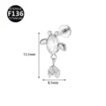 Titanium piercing labret stud κόσμημα σώματος υψηλής ποιότητας με κρεμαστό κρύσταλλο. - Στυλ 9 (Σταγόνα νερού & Ουραίο πτερύγιο) / 1.2x6mm Σπείρωμα M0.9 / Ασημί