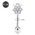 Variante piercing barra curva in titanio F136 con fiore di cristallo per cartilagine. - Fiore a Sei Petali (Estremità a Sfera) / 1.2*8mm+3mm / Argento
