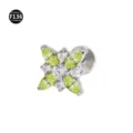 Titanium internal thread lip ring with cubic zirconia flower design, sterile body piercing jewelry. - Bar 1.2*6mm Thread M0.9 / Yellow & White Flowers