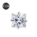 F136 Titan quadratischer Zirkonia Piercing Schmuck Ohrstecker Accessoire 3-5mm neu - Nur Kopf (Ohne Stecker) / 0.9x2.5mm Gewinde M0.9 / Weiß Rund