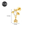 F136 Τιτάνιο Χελώνα Σχέδιο Labret Piercing Σκουλαρίκι με Λαμπερό Ζιρκόνιο Κρεμαστό Χρυσό - Στυλ 9 (Χελώνα) / 1.2x6mm Σπείρωμα M0.9 / Χρυσό