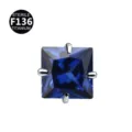 F136 Titan quadratisch blau Zirkonia Krappenfassung Koerper Piercing Schmuck Zubehoer Ohrstecker - Nur Kopf (Ohne Stecker) / 0.9x2.5mm Gewinde M0.9 / Blau Quadratisch