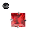 Quadratischer roter Zirkonia Titan Piercing Ohrring, lebendiges und langlebiges Accessoire. - Nur Kopf (Ohne Stecker) / 0.9x2.5mm Gewinde M0.9 / Rot Rund
