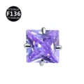 Titanium Quadratischer Lila Zirkon Stein Piercing Ohr Stecker Lippe Körperschmuck Zubehör - Nur Kopf (Ohne Stecker) / 0.9x2.5mm Gewinde M0.9 / Violett Quadratisch