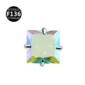 F136 Titan quadratischer Zirkon Piercing Aufsatz, schimmernder Ersatzschmuck top. - Quadratischer Kopf Nur (Ohne Stecker) / 0.9x5mm Gewinde M0.9 / AB-Farbe