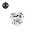 Titanium Herz Zirkon Piercing Schmuck Stecker für DIY Ohr und Lippe Piercing Zubehör - Herz Kopf Nur (Ohne Stecker) / 0.9x2.5mm Gewinde M0.9 / Weiß