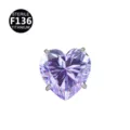 F136 Titan herzförmiger lila Zirkonia Piercing Stecker Zubehör für Labret Ohrring DIY Körperschmuck. - Nur Kopf (Ohne Stecker) / 0.9x2.5mm Gewinde M0.9 / Violettes Herz