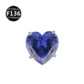 Titan Herz Piercing Schmuck mit blauem Zirkonia, sterile Titan Piercing Accessoire. - Nur Kopf (Ohne Stecker) / 0.9x2.5mm Gewinde M0.9 / Blaues Herz