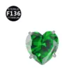 Titanium herzförmiger grüner Zirkonia Piercing Schmuck, sichere Vierkrapfenfassung. - Herz-Zubehör Nur Kopf (Ohne Stecker) / 0.9x4mm Gewinde M0.9 / Grün