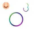 Stainless steel hinged segment ring nose piercing body jewelry vibrant rainbow color - 1.2x6mm / Colorful