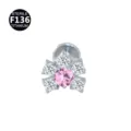 Titanschmuck Piercing Stecker mit rosa Zirkon und Stern Schmetterling Design Ohr. - Pflaumenblüten-Stil (M2570) / Nur Oberteil (ohne Stift) / Silberrosa