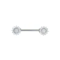 Stainless steel opal flower nipple ring barbell body jewelry, 14g piercing accessory. - 1.6*14mm / Silver OP17