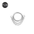 Titanium septum clicker ring with double hanging chains, body piercing jewelry for women. - 1.2x8mm / Silver