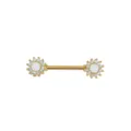 Gold Tone Opal Flower Nipple Ring Barbell Body Piercing Jewelry 1.6x14mm Variant Choice - 1.6*16mm / Gold White Opal