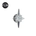 Titanium 4-Zacken Stern Labret Piercing Stecker mit funkelndem 5A Zirkonia Stein. - Vierzackiger Stern-Stil / Nur Kopf / Silber