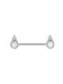 Stainless steel nipple piercing barbell featuring sparkling crystals and bead clusters. - 1.6x14mm Bar / No. 1 Silver