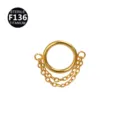 Gold Titanium Double Chain Ear Hoop Piercing Jewelry Fashionable Body Piercing Ring 8mm - 1.2x8mm / Gold