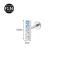 F136 titanium gradient zircon labret stud piercing jewelry with 5 sparkling stones. - Style 2 Silver Aquamarine Gradient / 1.2x6mm Thread M0.9