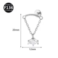 F136 Titan Piercing Schmuck Krone Kette Labret Stecker Ohrring Körper Piercing Zubehör - Kronenanhänger / 1.2*6mm / Silber