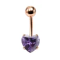 Acciaio Inossidabile Cuore Zircone Viola Anello Ombelico Piercing Corpo Variante SKU - 1.6x10mm / Viola Oro Rosa