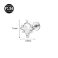 F136 Titanium Pear Zirconia Cluster Labret Body Piercing Stud Jewelry, Silver Color - Style 5 Silver White (2563) / 1.2x6mm Thread M0.9