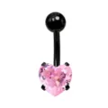 Piercing ombelico cuore rosa in acciaio inossidabile zircone gioiello 1,6 mm - 1.6x10mm / Nero rosa