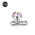 F136 Titanium Dermal Anchor Microdermal Top Crystal Piercing Jewelry Body Piercing - Silver AB