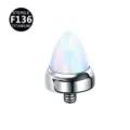 F136 Titanium Opal Cone Piercing Replacement Top for Labret Ear Cartilage Body Jewelry - 0.9x4mm / OP17 White