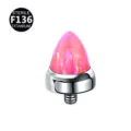 Titanium opal cone piercing top, sterile F136 body jewelry replacement accessory - 0.9x4mm / OP42 Pink