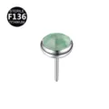 Titanium F136 Body Piercing Stud with Natural Green Stone for Lip and Ear Jewelry - 4mm / Aventurine (Top Only)
