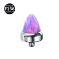 F136 titanium piercing top featuring a bullet-shaped synthetic opal. Ideal body jewelry accessory. - 0.9x4mm / OP38 Purple