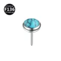 Titanium body piercing jewelry stud with turquoise stone inlay, sterile labret stud top. - 4mm / Turquoise (Top Only)