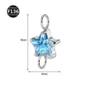 High quality F136 titanium star body piercing jewelry charm connector 9x4mm DIY part - Star Style (M2628) / 9x4mm / Pentagram Silver-Aquamarine