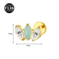 F136 Titan Markise Gruener Aventurin Piercing Ohrstecker Koerperschmuck 5mm bis 7mm - Nur Kopf (Ohne Stab) / Gold-Aventurin