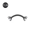 Titanium curved barbell eyebrow ring with prong-set cubic zirconia body piercing jewelry - 1.2x8mm+3mm / Black and White