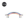 Titanium curved barbell eyebrow piercing with double clear zirconia gems in rainbow color. - 1.2x6mm+3mm / Iridescent White