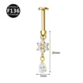 F136 Titan Blumen Labret Piercing mit glitzernden Zirkonia Steinen für Körperschmuck. - Stil 8 (M2633) / 1.2x6mm (Gewinde M0.9) / Gold
