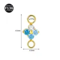 Pendentif piercing croix fleur en titane F136 accessoire de bijoux de corps 8.5mm - Fleur à quatre pétales dégradé or et aigue-marine