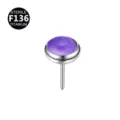 Titanium piercing σκουλαρίκι, μωβ πέτρα στρογγυλή κεφαλή παραλλαγή κοσμήματος σώματος. - 4mm / Μοβ (Μόνο Επάνω Μέρος)