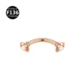 F136 titanium curved barbell eyebrow ring with sparkling cubic zirconia, body piercing jewelry. - Rose Gold Champagne