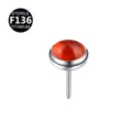 Επαγγελματικό σκουλαρίκι piercing labret από F136 τιτανίου με κόκκινη πέτρα cabochon. - 4mm / Κόκκινο (Μόνο Επάνω Μέρος)