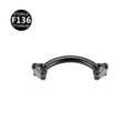 F136 titanium curved barbell eyebrow piercing ring with black cubic zirconia stones. - Black