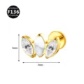 F136 Titan Marquise Opal Zirkon Labret Stecker Ohr Knorpel Piercing Schmuck 7mm neu - Nur Oberteil (Ohne Stab) / Gold-Weißer-Jadestein