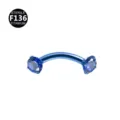 F136 titanium curved barbell eyebrow piercing with blue cubic zirconia stones for body jewelry - Blue