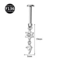 F136 Titan Blumen Piercing Labret Ohrring Hänger 19mm Zirkonia Körperschmuck neu. - Blumen- und Rautenanhänger-Stil (Stil 1) / 1.2x6mm (Gewinde M0.9) / Silber