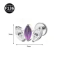Implantatgrad F136 Titan Marquise Stein Knorpel Ohrring Lippenpiercing Körperschmuck - Nur Kopf (Ohne Stab) / Silber Violett