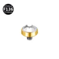 F136 Titanium Dermal Anchor Top 5A CZ Gem Body Piercing Jewelry Replacement Accessory - 1.2*3mm Thread M1.2 (Fits 1.6mm Base) / Gold White